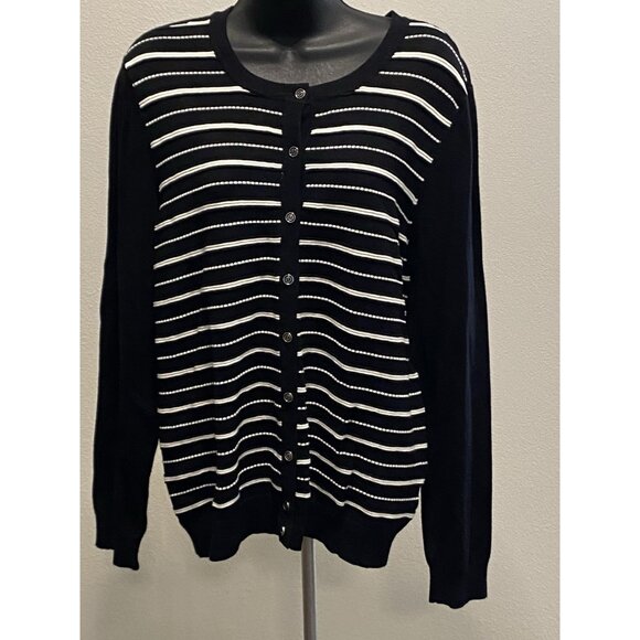 Croft & Barrow Womens Large Multicolor Button Down Sweater Long Sleeve Casual - Picture 1 of 10